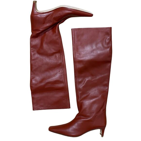 Staud Wally Tall Boots In Red Pinot Leather 10 NWOB - Picture 4 of 8